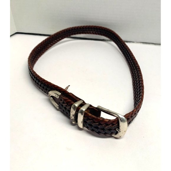 Fossil Mens Size 34 Genuine Leather Belt Weaved Brown - Picture 1 of 3